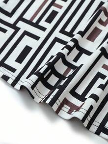 SHEIN Franclia Women's Round Neck Contrast Color Geometric Pattern Casual Fashion T-Shirt