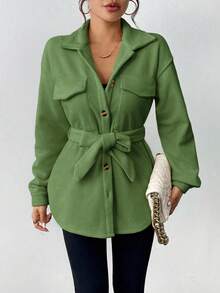 EMERY ROSE Fantasy-Modern Simple Regular Jacket - Olive Green - View 5
