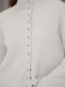 MUSERA Áo khoác cardigan dài tay cổ cao, mềm mại, bồng bềnh, thanh lịch, dễ thương, gợi cảm, thích hợp cho tiệc tối, đi chơi, mùa xuân, đi nghỉ mát. - trắng - Xem 6