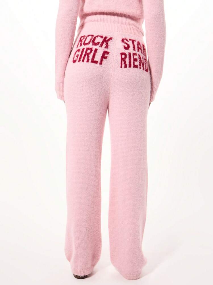 SUMWON WOMEN Gestrickte Hose mit weitem Bein und Sternenaufnäher-Design