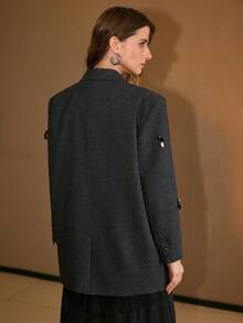 MOTF PREMIUM WOOL STRUCTURED SEQUIN DETAIL BLAZER - Dark Grey - View 3
