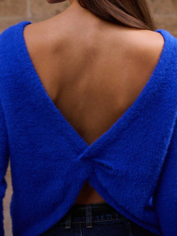Blue Button Front Cardigan With Back Twist Detail Spring Women Spring Summer Knitwear Going Out