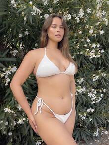 Nezia Cruz Summer Beach Women's Halter Neck Knot Side Fashion Bikini Set