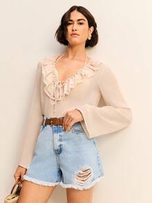 Daynim Women Denim Shorts - Rửa trung bình - Xem 6
