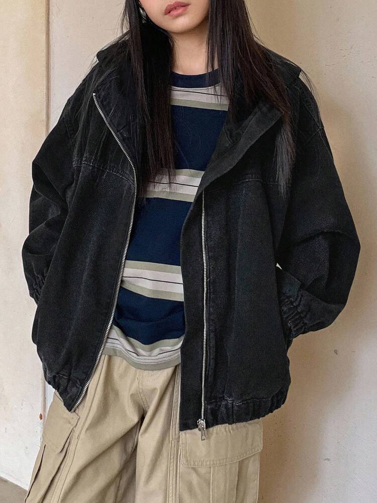 Girls' Hooded Denim Jacket