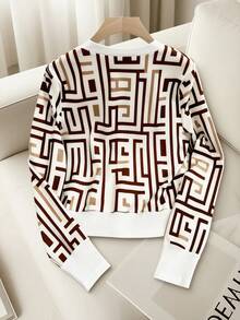 GlowEve Fashionable Elegant Women Knitted Long Sleeve T-Shirt - Coffee Brown - View 2