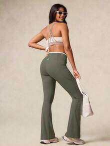 OutZeal 女士交叉腰部撞色喇叭户外裤 徒步露营 - 軍綠色 - 查看 8