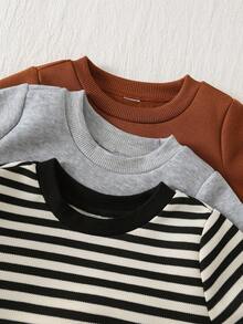 Loomiva 6件套男婴柔软针织提花圆领长袖运动衫和松紧腰裤套装 - 彩色 - 查看 3