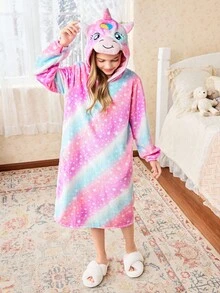 Váy ngủ nhung hình kỳ lân đầy sao cho bé gái - Nhiều màu - Xem 1