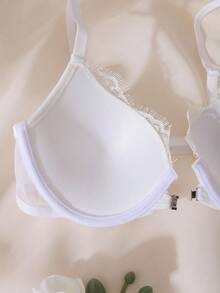 DelicateAllure 1pc Front Closure Cute & Sexy Push-Up Underwire Bra For Women - Blue - View 6