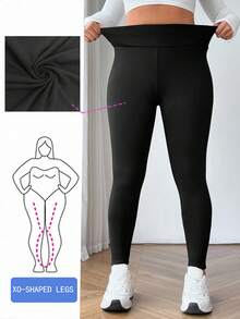 Solflare 新款秋冬保暖压缩紧身裤，采用网眼拼接设计，长款黑色打底裤 - 黑色 - 查看 6