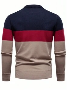 Manfinity Mode Áo len chui đầu dệt kim nhẹ cho nam, mùa thu, áo dài tay - Cà phê nâu - Xem 2