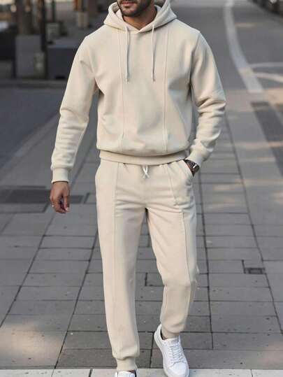 Manfinity Homme Set 2 buc. Hanorac și pantaloni casual pentru bărbați, cu mânecă lungă