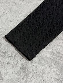 青少年女孩修身衬衫裙，褶边，长袖，休闲舒适 - 藏蓝色 - 查看 5