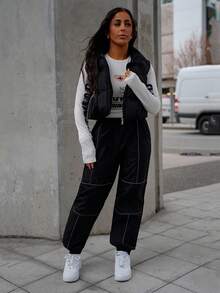 SAYEHFBABY 撞色反光滚边运动裤 - 黑色 - 查看 5