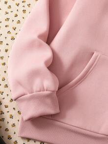 Tween Girl Grey Solid Color Hooded Sweatshirt Autumn Winter Clothes For Girl - Baby Pink - View 6
