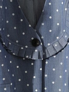 GlowEve CURVE Rompi Tanpa Lengan Motif Polkadot Ukuran Besar dengan Hem Berlipit, Potongan Longgar, Desain Saku Palsu - Biru - View 3