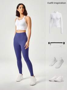 GLOWMODE 28" PowerSculpt™-Air Drawstring Waist Butt-Lifting Leggings With Side Pockets High Impact Running Training Tennis Gym