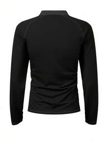 Manfinity Áo thun Henley tay dài họa tiết sọc phối màu đơn giản, kiểu dáng raglan, cài nửa nút, dành cho nam, mùa xuân/thu - Xám - Xem 2