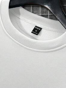 Manfinity Homme Bộ 2 quần áo nỉ cổ tròn tay raglan thường ngày cho nam, trang phục tập gym, trang phục chạy bộ cho nam, quần nỉ thiết kế, trang phục dành cho nam, 2 bộ trang phục thường ngày, quần chạy bộ xếp chồng cho nam, trang phục mùa thu - Đen và trắng - Xem 5