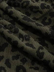 FRIFUL Women's Casual Leopard Print Button Waist Short Skirt - Army Green - View 7