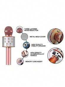 Microphone Audio Integrated Microphone Home Singing K Wireless Bluetooth Can Be Inserted TF ,USBCard Play Music Outdoor Party Family Gathering,Microphone,Mic,Wireless Microphone - 彩色 - 查看 8