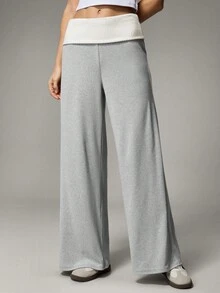 Hanevo Women's Fleece Ribbed Patchwork Sweatpants, Autumn/Winter - Multicolor - View 6