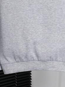 SHEIN Tween Boy Solid Color Hooded Long Sleeve Casual Versatile Printed Knit Sweatshirt Autumn Winter Clothes For Girl - Light Grey - View 6