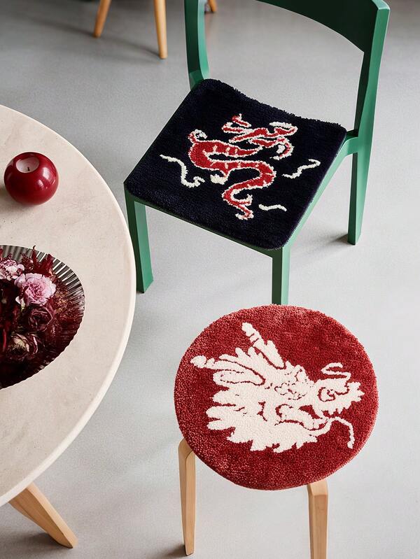 Joivida Chinese-Style Seat Cushions Featuring Dragon And Floral Patterns, Thickened Non-Slip Mats, Suitable For Sofas, Car Seats, And Oriental-Style Home And Car Decorations.