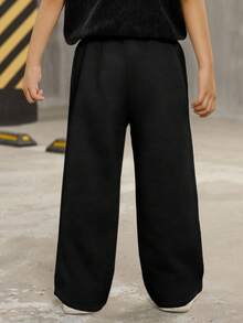 Boys Clothes 1-Pack Young Boys Casual College Comfortable Fashionable Simple Street Loose Version Practical And Versatile Pleated Sweatpants Trousers Comfortable And Thick Suitable For Daily Use Suitable For School Suitable For Travel Suitable For Sports Suitable For Spring, Summer, Autumn And Winter Seasons Suitable For School Start, Back To School Season, Opening Ceremony.