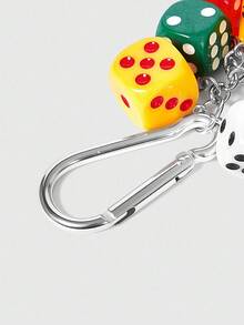 ROMWE Street Life 1pc Unisex Handmade Fate Dice Keychain Personalized Subculture Y2K Accessory Contrast Color Bag Hanging Decor Keychain Accessories Small Gifts Y2K Thanksgiving - Multicolor - View 4