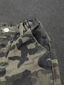 SHEIN 男童休闲迷彩宽松牛仔工装裤