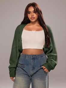 Rustia New Bat Wing Long Sleeve Cardigan Sweater For Women - Army Green - View 6