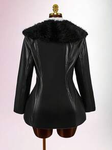Amplova Y2K Plus Size Black Lightweight Long Sleeves Jackets Valentine Winter - Black - View 2