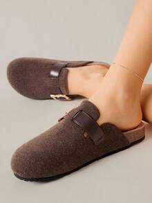 Solecia Neue Damen Slip-On Flache Mules, Lässig Loafer, Kaffeebraun Flauschig, Mode vielseitig & bequem - Kaffeebraun - Übersicht 8