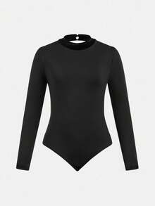 青少年女孩两件套芭蕾舞服套装：黑色长袖高领紧身衣和裙子。高弹力紧身服装，适合芭蕾舞、健身训练 - 黑色 - 查看 5