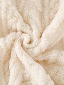 SHEIN 女婴可爱休闲针织提花羊毛连帽连体衣，秋冬 - 米色 - 查看 8