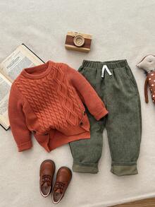 Blossori Young Boys' French Elegant Jacquard Knit Sweater Autumn Winter Clothes ForGirln - Red - View 3