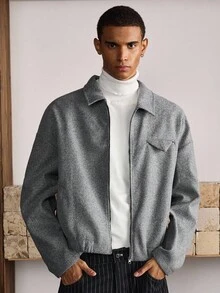 SWAVVY Abrigo de moda para hombre, otoño/invierno - Gris - Ver 1