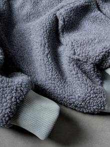 Manfinity Roghcode 男士纯色长袖立领夹克，双拉链设计，羊毛夹克，时尚街头风格，适合外出，适合日常和户外穿着，送给朋友和男朋友的礼物，男士双拉链夹克，适合秋冬 - 灰色 - 查看 6