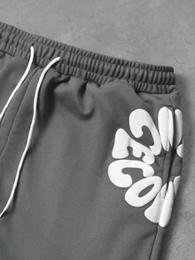 PAVTROS Men Letter Print Hoodie And Sweatpants Set Men Two Piece Set Men 2 Piece Set, Fall Clothes - Grey - View 3