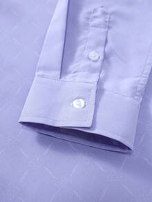 Manfinity Mode Men Button Down Long Sleeve Slim Fit Business Formal Dress Shirt, Business Casual Luxury Shirts, Fall - Mauve Purple - View 7