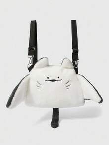 ROMWE Kawaii 新款创意蝠鲼形多功能背包，可爱女孩斜挎包，卡通动物休闲单肩包，个性化手机零钱包，女士舞会购物纸巾和口红收纳袋，生日礼物。 - 白色 - 查看 2