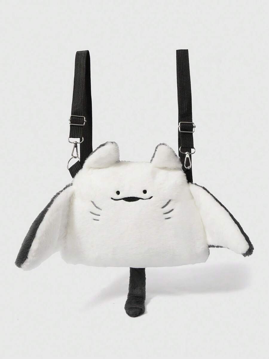 ROMWE Kawaii 新款创意蝠鲼形多功能背包，可爱女孩斜挎包，卡通动物休闲单肩包，个性化手机零钱包，女士舞会购物纸巾和口红收纳袋，生日礼物。