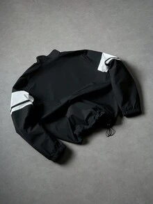 Manfinity EMRG Men's Casual Stand Collar Long Sleeve Jacket, Windbreaker/Outdoor Windbreaker,Winter Half Zip Stand Collar Jacket With Letter Graphic, Adjustable Drawstring Hem, Suitable For Daily Wear, Outdoor Activities, Sports, Casual, School, Party, Music Festival. Can Be Given As A Gift To Friends And Boyfriends