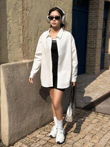 Camicetta bianca a maniche lunghe con colletto alla coreana per ragazze/adolescenti