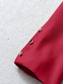 Franclia 女式卡其色修身西装外套，高端通勤都市套装，秋冬 - 紅色 - 查看 4