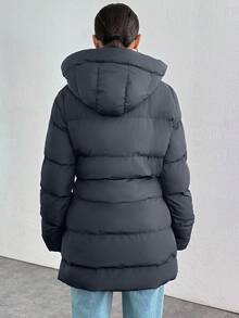 EURMUSE Women's Oversized Winter Coat With Zipper And Hood, Warm - Dark Grey - View 2