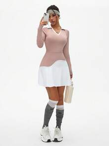 Gameset SHEIN Sport 女式拼色长袖运动连衣裙 - 彩色 - 查看 5