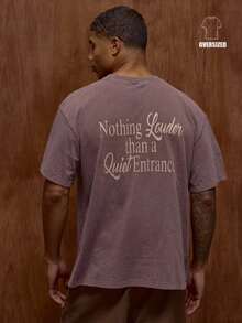 Musero Oversized Short Sleeve Crew Neck Washed Graphic Print T-Shirt Fall/Autumn Winter - Coffee Brown - View 1